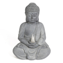 LuxenHome Gray MgO Meditating Buddha Statue with Solar Light Thumbnail - 1