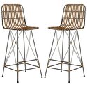 Mid - Century Modern Wicker Stool with Cushion and Wooden Frame - Safavieh Thumbnail - 1