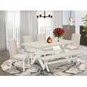 Cream Color Linen Kitchen Dining Table Set Furniture Thumbnail - 1