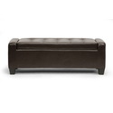 Dark Brown Storage Ottoman with Cushioned Top & Eucalyptus Wood Frame Thumbnail - 1