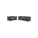 Best Master Furniture Venice Sofa & Loveseat - Charcoal Contemporary Living Room Set Thumbnail - 1