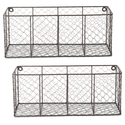 Vintage Wire Wall Baskets Set of 2 Large Rectangular Grey Industrial Style - Design Imports Thumbnail - 1