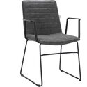 LeisureMod Zylar Series Office Guest Arm Chair in Charcoal Leather Thumbnail - 1