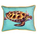 Beach Nautical Lumbar Pillow Brown Teal Violet Polyester - Betsy Drake Interiors Thumbnail - 1